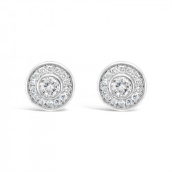 Round Halo Settings Diamond Earrings, in 18ct White Gold. Tdw 0.40ct